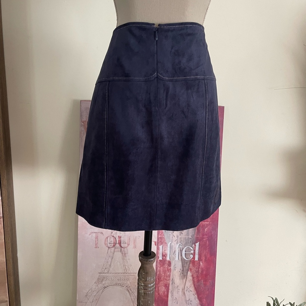 BCBGMaxAzria Ink Blue A-Line Faux Suede Skirt